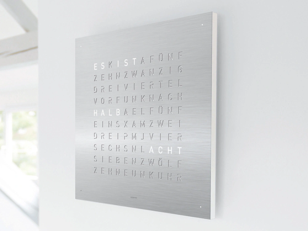 QLOCKTWO FRONTCOVER EARTH 45 | Stainless Steel